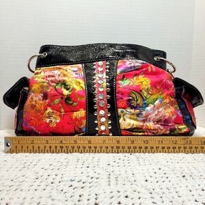 Japenese Inspired Faux silk Rhinestone Studded Handbag